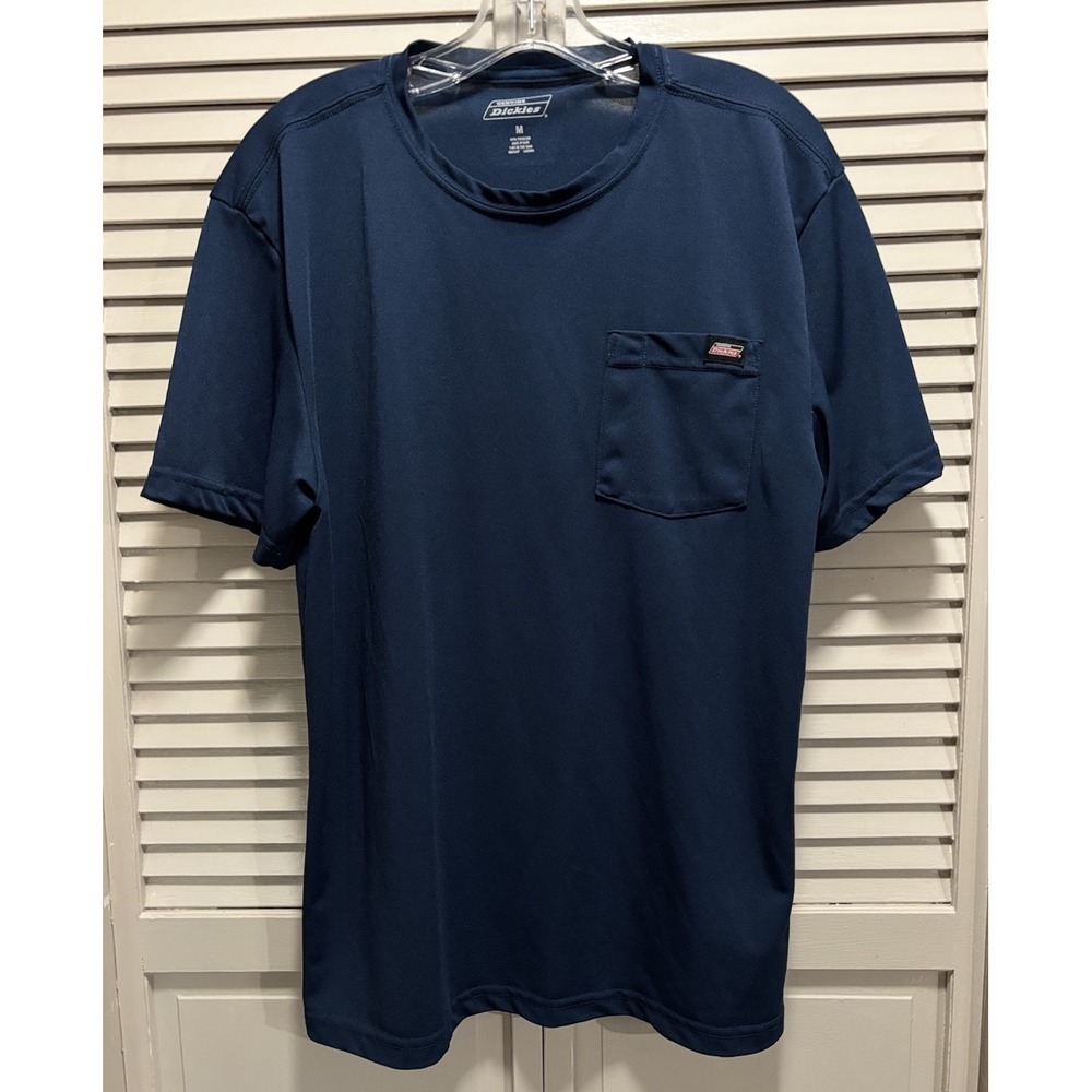 Dickies Blue Logo Crew Neck Short Sleeve T-Shirt Size Medium Poly Work Outdoor